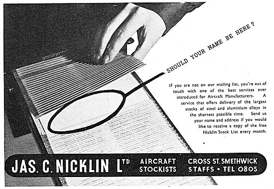 James C.Nicklin : Steel, Aluminium & Alloy Stockists             