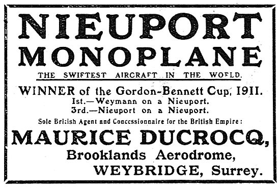 Nieuport Monoplane - Gordon Bennett Cup 1911 - Weymann           