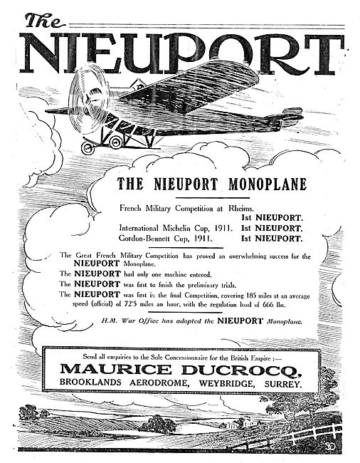 French Military Competition Success For Nieuport Monoplanes      