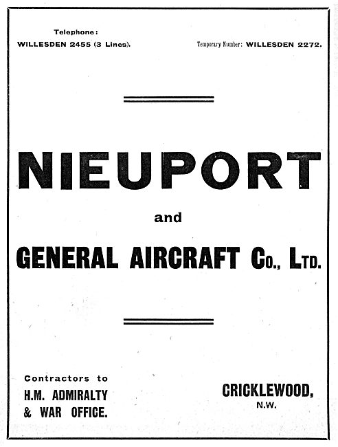 Nieuport & General Aircraft Co Ltd - 1916                        