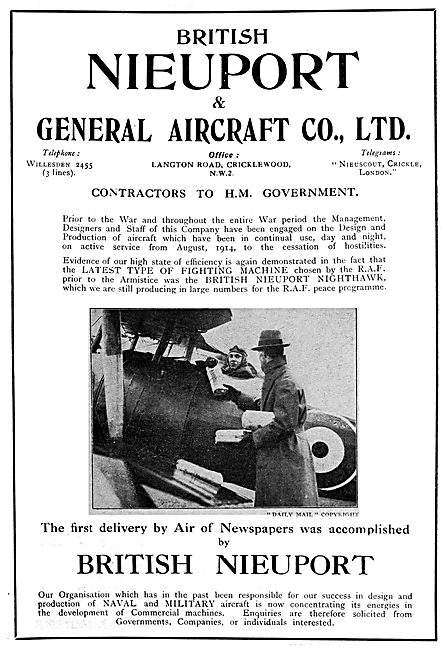 British Nieuport Aircraft                                        