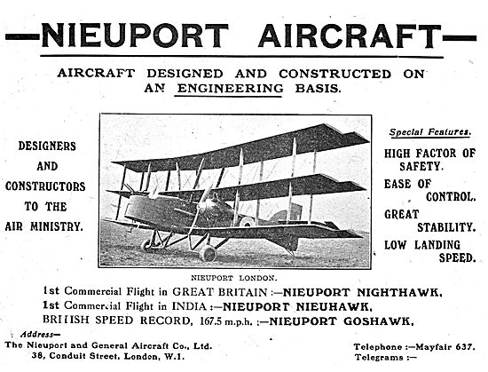 British Nieuport Goshawk, Nieuhawk & Nighthawk                   