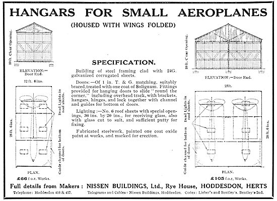 Nissen Buildings - Hangars For Small Aeroplanes                  