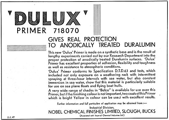 Nobel Dulux Paints 1932 Advert. Primer 718070                    