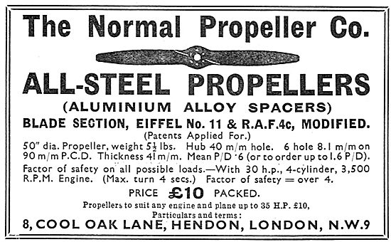 Normal Propeller Co - All Steel Propellers. Eiffel No 11         