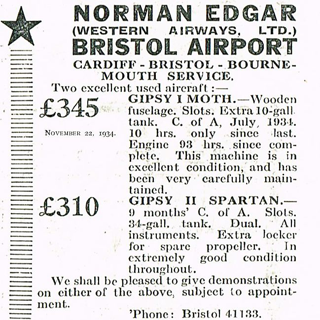 Norman Edgar Aircraft Sales At Bristol Airport                   