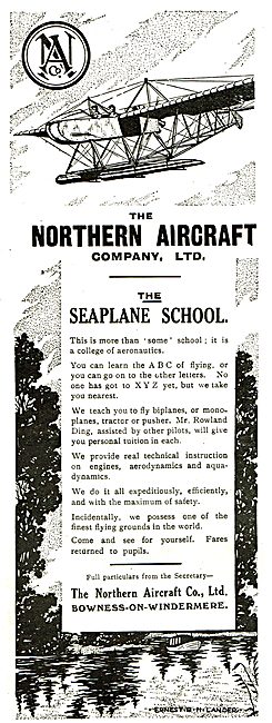 Northern Aircraft Co. Aeroplane Builders & Flying School.        