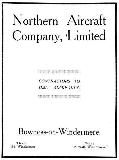 Northern Aircraft Company Bowness-On-Windermere                  