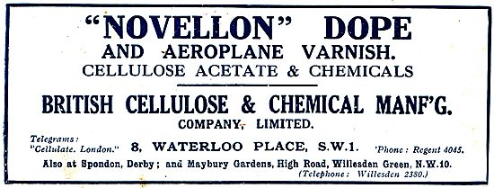 Novellon Dope & Aeroplane Varnish. British Cellulose Spondon     