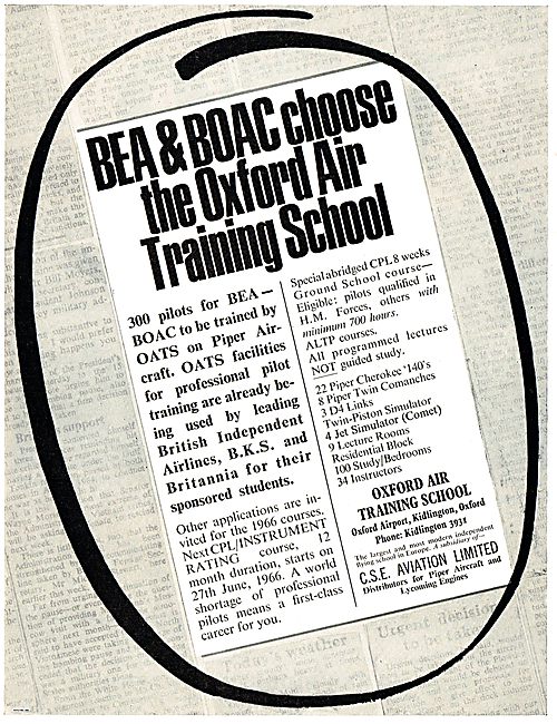 BEA & BOAC Choose Oxford Air Training School                     
