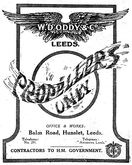 W.D.Oddy & Co - Oddy Propellers. 1918 Advert                     