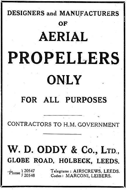 W.D.Oddy & Co - Designers & Manufacturers Of Propellers          