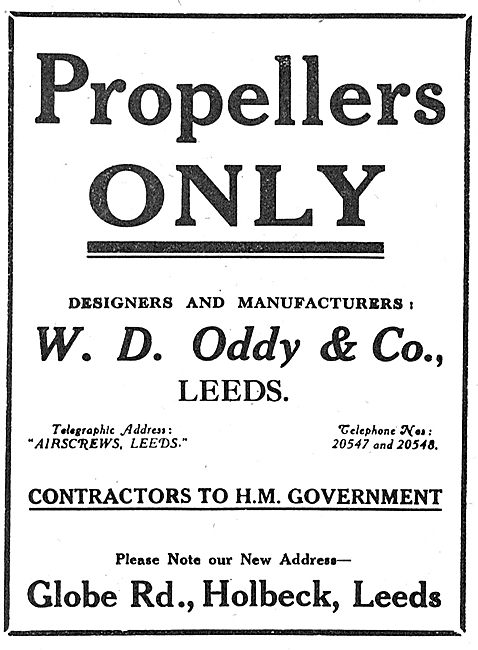 W.D.Oddy & Co - Designers & Manufacturers Of Propellers          