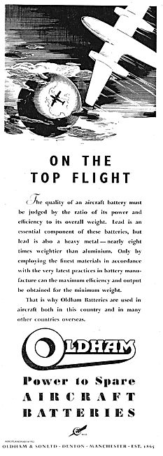 Oldham Aircraft Batteries. Power To Spare.                       
