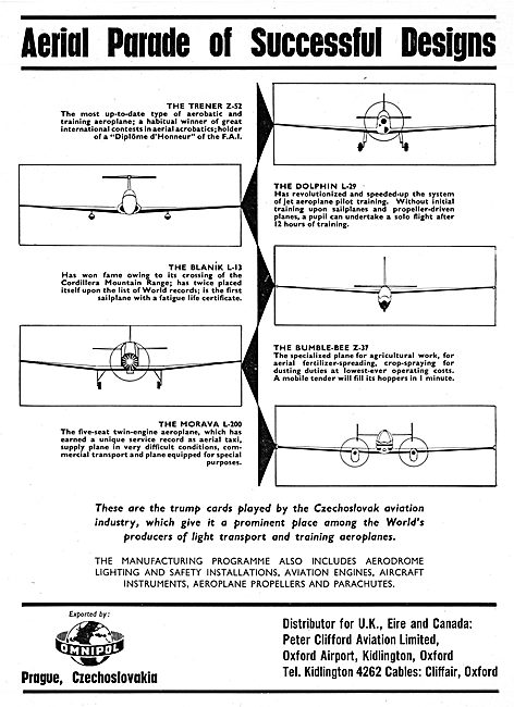 Omnipol - Blanik  Zlin  L-29 Dolphin  Morava L-200  Bumble Bee   
