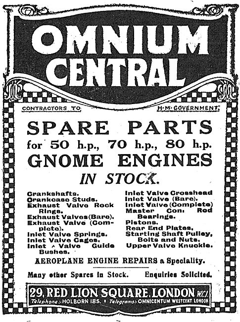 Omnium Central - Aero Engine Spares - 29 Red Lion Sq, WC1        