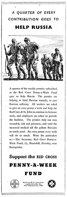 The Red Cross Penny A Week Fund. 1943. Send Aid To Russia        