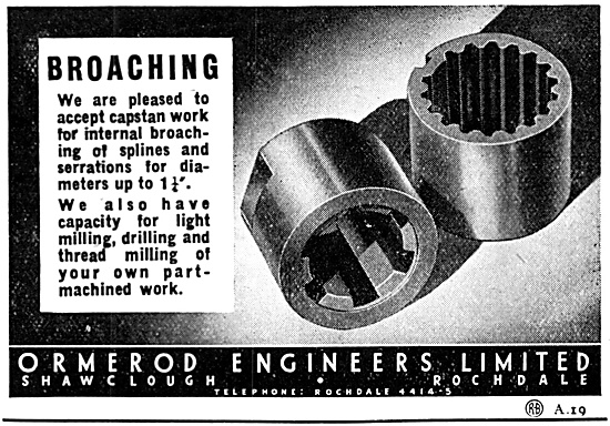 Ormerod Engineers. Capstan Work Broaching 1947                   