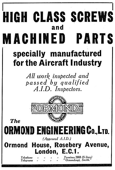 Ormond Engineering. Machined Parts For The Aircraft Industry     