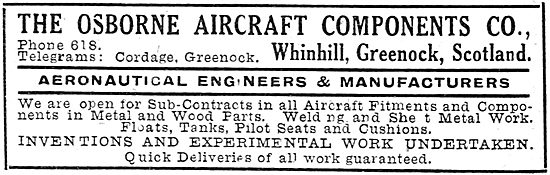 The Osborne Aircraft Components - Greenock. Aero Engineers       