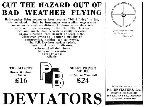 P.B.Deviator Attitude Indicator 1931                             