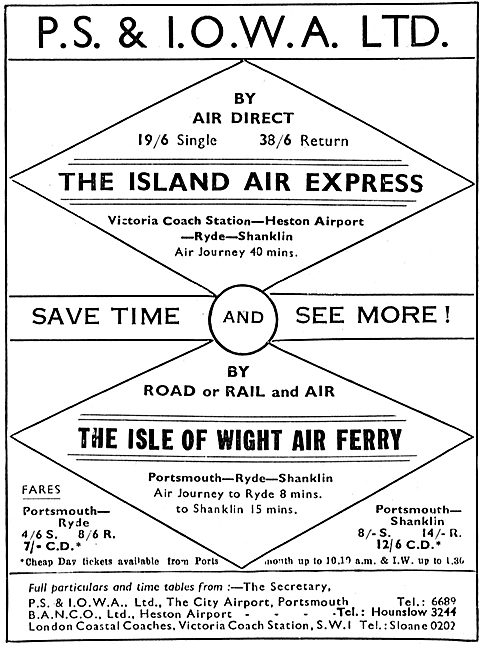 P.S.& I.O.W.A. Ltd - The Island Air Express                      
