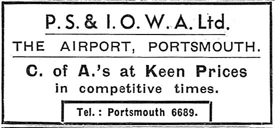 P.S.& I.O.W.A. Ltd Portsmouth - Aircraft Maintenance: CofA's     