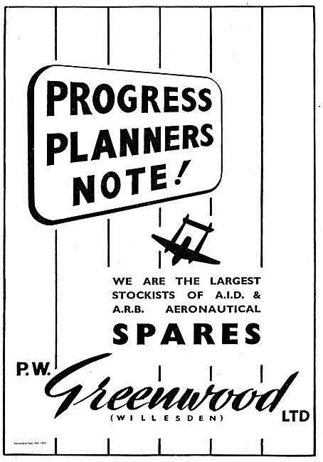 P W Greenwood Stockists Of A.I.D. & A.R.B. Aeronautical Spares   