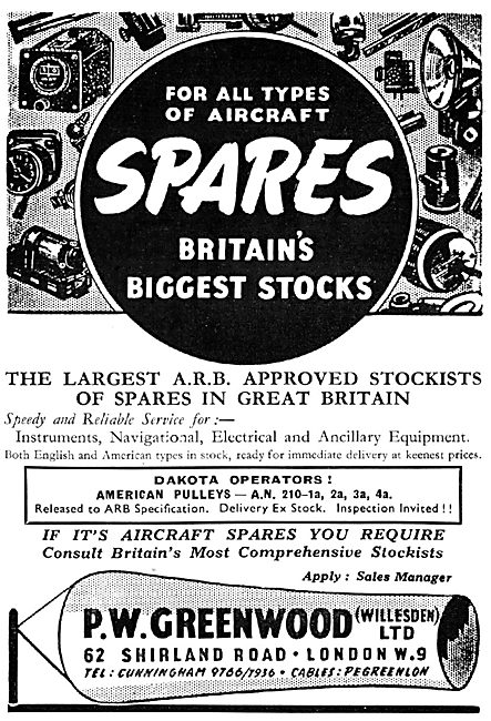 P.W Greenwood (Willesden) - Aircraft Spares Stockists            