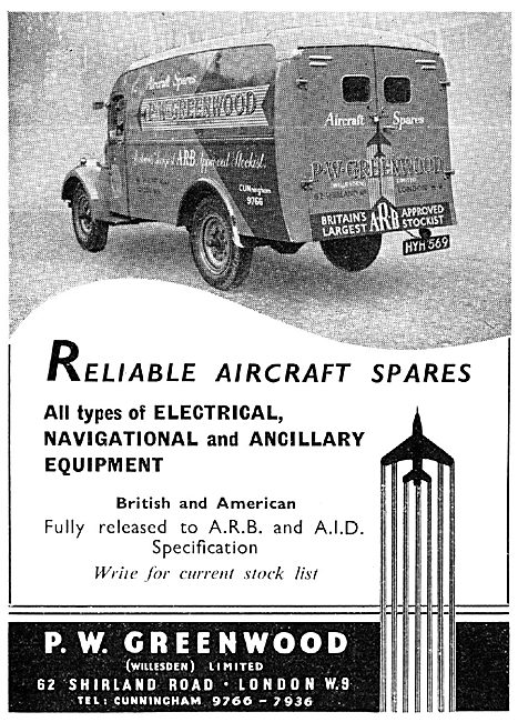 P.W Greenwood (Willesden) - Aircraft Spares Stockists            