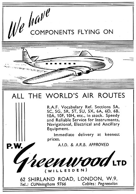 P.W Greenwood (Willesden) - Aircraft Spares Stockists            