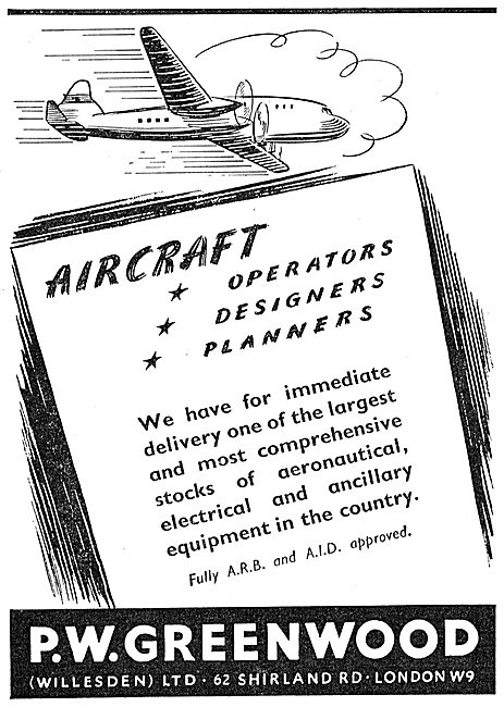 P.W Greenwood (Willesden) - Aircraft Spares Stockists            