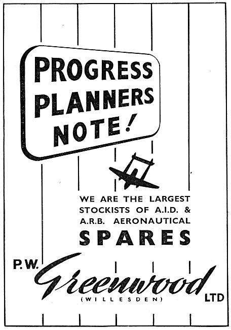 P.W Greenwood (Willesden) - Aircraft Spares Stockists            