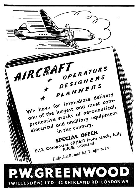P.W Greenwood - Aircraft Parts Suppliers                         