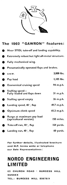 National Aircraft Factory - PZL Gawron 1962. Norco Engineering   