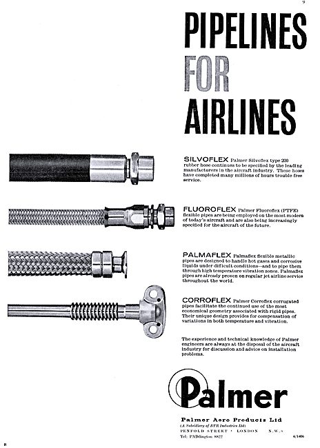 Palmer Silviflex,Flouroflex,Palmaflex & Corroflex Aircraft Pipes 