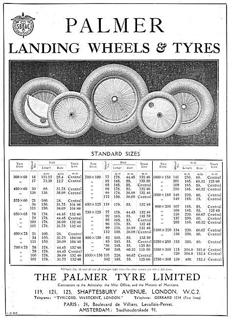 Palmer Cord Aircraft Landing Wheels & Tyres - Size Chart         