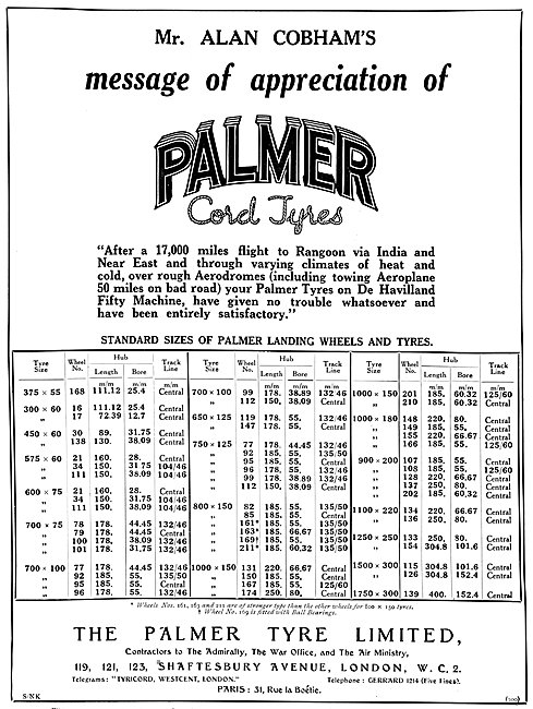 Palmer Cord Tyres 1925                                           