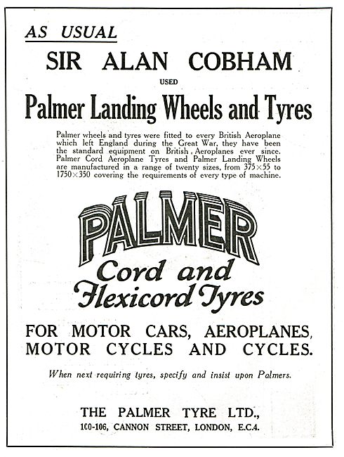 As Usual Sir Alan Cobham Used Palmer Landing Wheels And  Tyres   