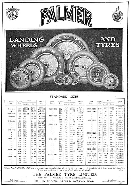 1930 Palmer Wheels & Tyres Size Chart                            