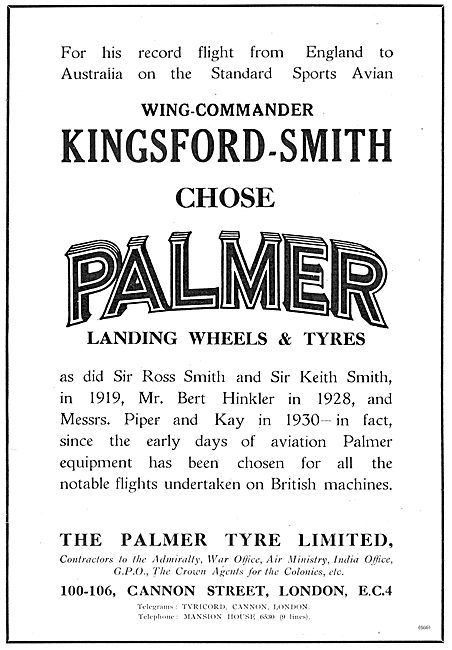 Kingsford Smith Chose Palmer Wheels & Tyres                      