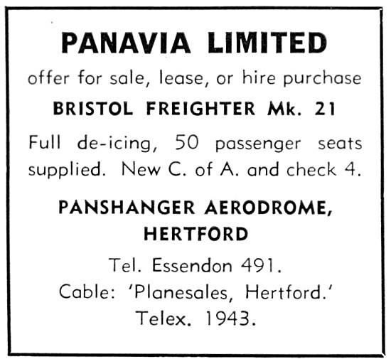 Panavia Aircraft Sales & Leasing Panshanger 1960                 