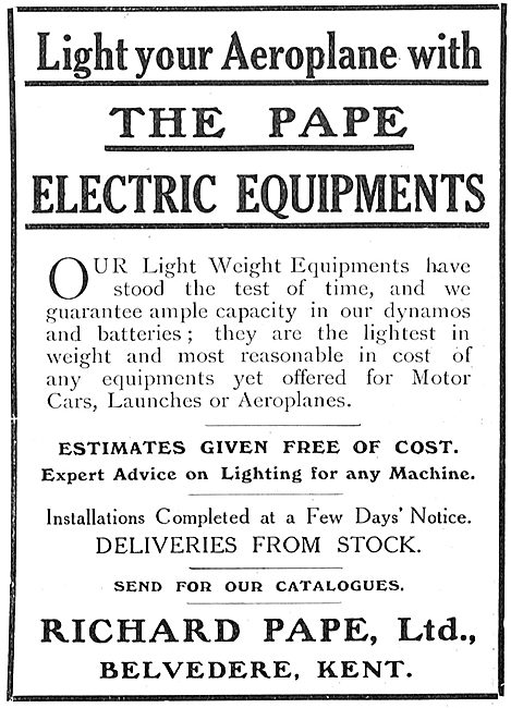 Light Your Aeroplane With The Pape Electric Equipments           