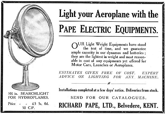 Pape Electrical Lighting Equipment For Aeroplanes                