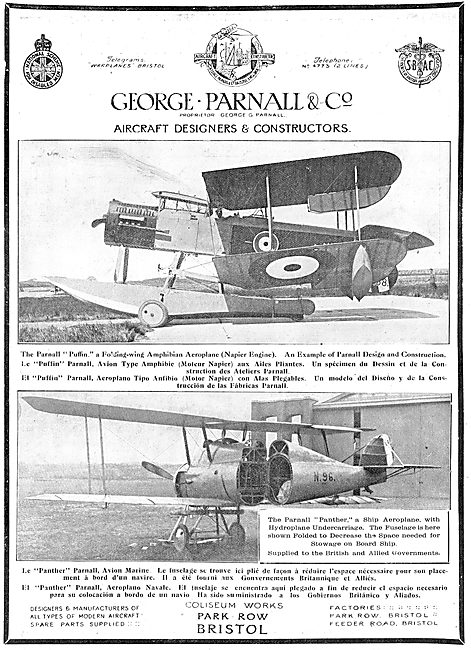 The Parnall (Napier) Puffin Folding Wing Amphibian Aeroplane     