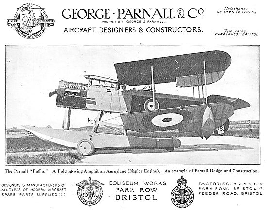 Parnall Puffin Folding Wing Amphibian Aeroplane.                 