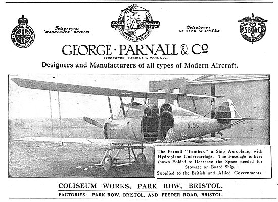 Parnall Panther Ship Aeroplane With Hydroplane Undercarriage. N96