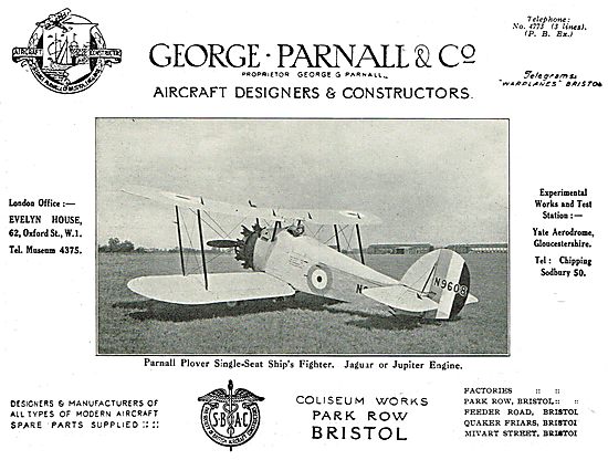 Parnall Plover Single-Seat Ship's Fighter - N9608                