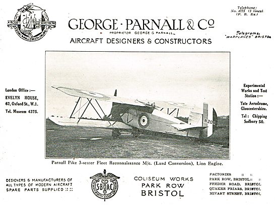 Parnall Pike 3 Seater Reconnaissance Aircraft                    