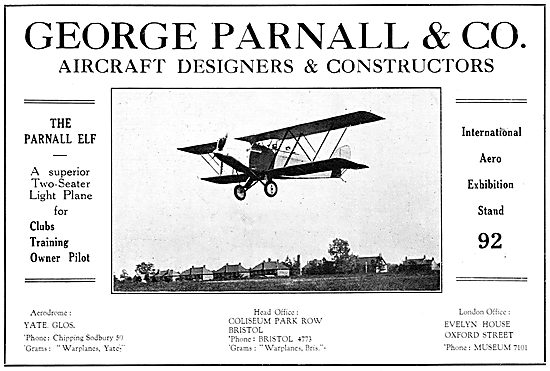 Parnall Elf 1929 Advert                                          
